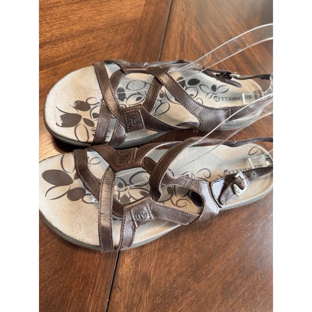 MERRELL Women's  Brown Leather Sandals Size 11 - Picture 2 of 6